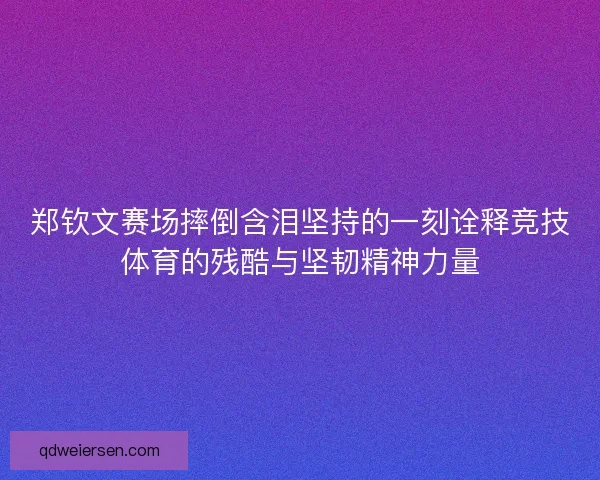 郑钦文赛场摔倒含泪坚持的一刻诠释竞技体育的残酷与坚韧精神力量 郑钦文赛场摔倒含泪坚持的一刻诠释竞技体育的残酷与坚韧精神力量