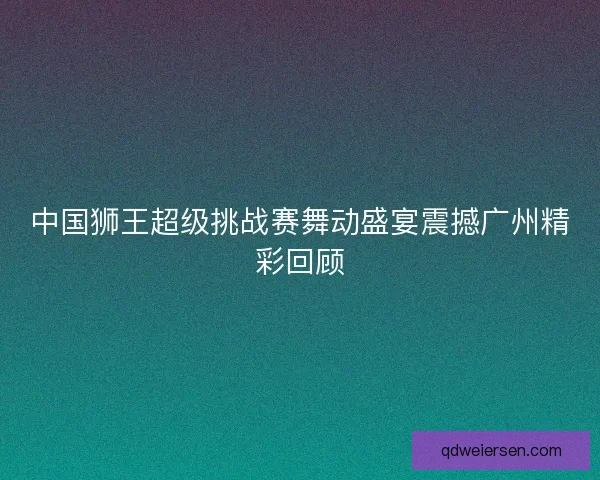 中国狮王超级挑战赛舞动盛宴震撼广州精彩回顾 中国狮王超级挑战赛舞动盛宴震撼广州精彩回顾